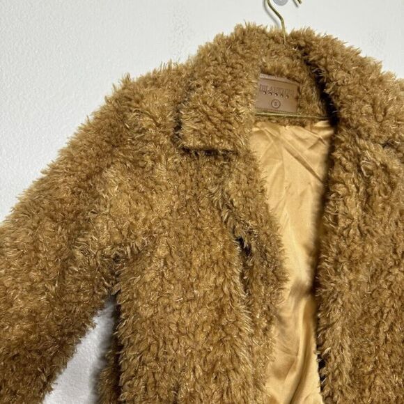 Blank NYC Coat Small Cropped Faux Fur Teddy Open Jacket Sahara Plush Lined - Picture 4 of 9
